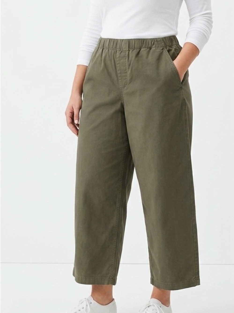 American Eagle Olive Green High Waisted Wide Leg Pants L Utility Chic Minimalist